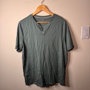 Free Fly Henley Short Sleeve T-Shirt Men's LG Green Bamboo Athleisure